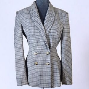 H&M Plaid Double Breasted Tailored Blazer Preppy Jacket Academia Size 2